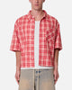 MNML Crop Flannel Short Sleeve Shirt Red