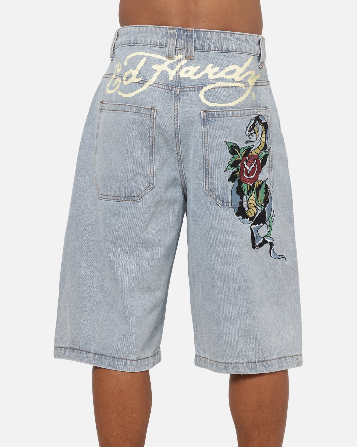 Ed Hardy Serpent Jorts Light Wash | Culture Kings