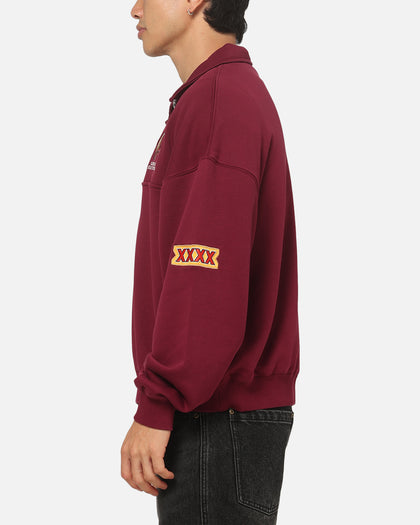 Mitchell & Ness Queensland Maroon Oversized Quarter Zip Crewneck Maroon