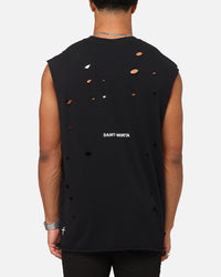 Saint Morta Distressed Oversized Muscle T-Shirt Black