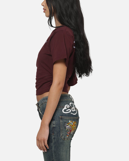 Ed Hardy Women's Off Shoulder T-Shirt Plum