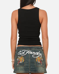 Ed Hardy Women's Rhinestone Logo Tank Black