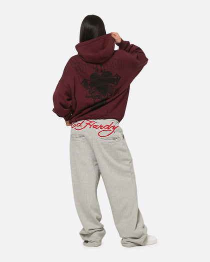 Ed Hardy Sacred Heart Hoodie Burgundy