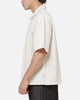 Carre Grid Short Sleeve Button Up Shirt Natural/Brown Pinstripe