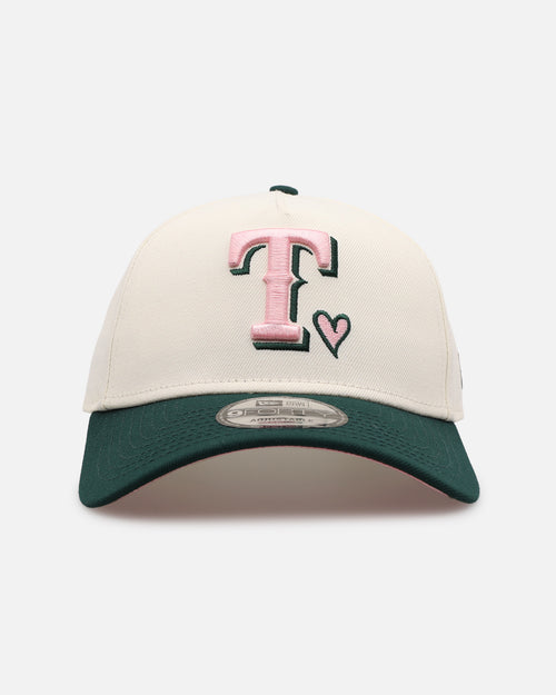 New Era Texas Rangers 'Pink Satin Hearts Green' 9FORTY A-Frame Snapback Chrome/Dark Green