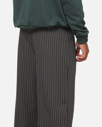 Carre Heritage Pleated Pants Black Pinstripe