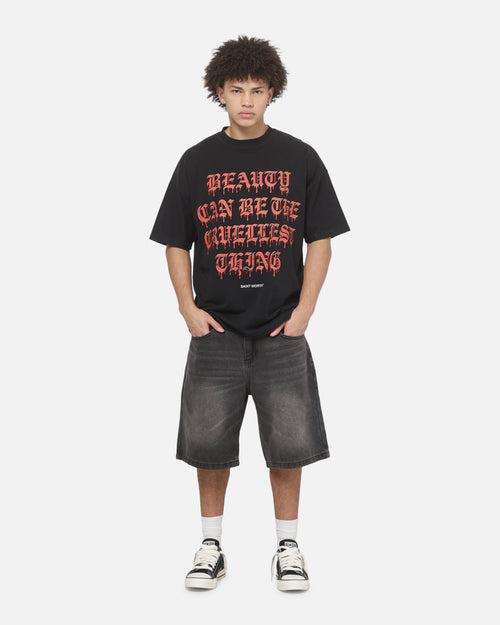 Saint Morta Cruel Beauty Boxy T-Shirt Washed Black