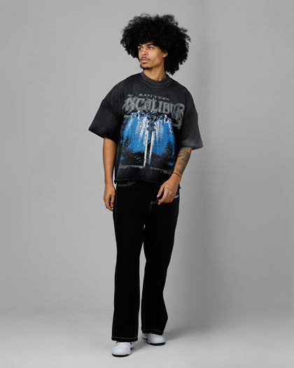 Loiter Excalibur Sword Distressed T-Shirt Washed Black