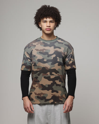 American Thrift Layered T-Shirt Woodland Camo