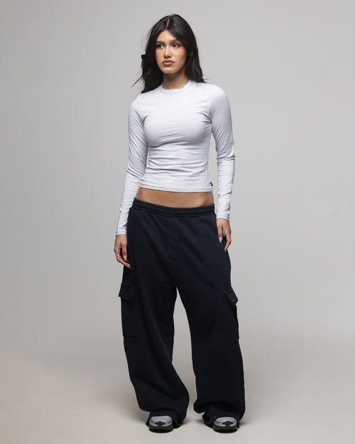 American Thrift Women's Fitted Long Sleeve T-Shirt Grey Heather