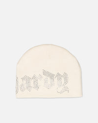 Ed Hardy Rhinestone Beanie Off White