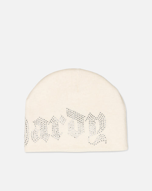 Ed Hardy Rhinestone Beanie Off White