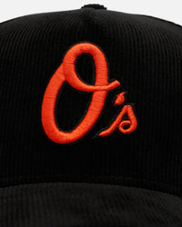 New Era Baltimore Orioles 'Black Cord' 9FORTY A-Frame Corduroy Snapback Black
