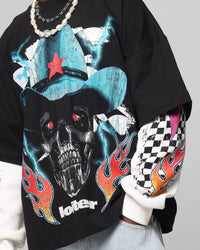 Loiter Daytona Layered Long Sleeve T-Shirt Black/White