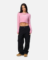 Tommy Jeans Women's Crop Script Sweater Pink