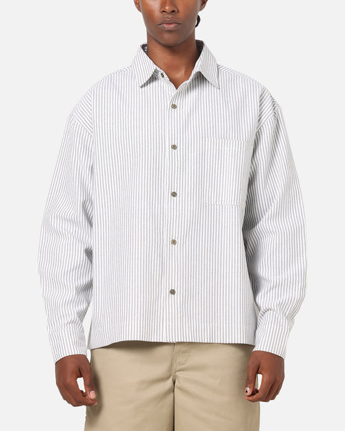 Carre Oxford Stripe Long Sleeve Button Up Shirt White/Green