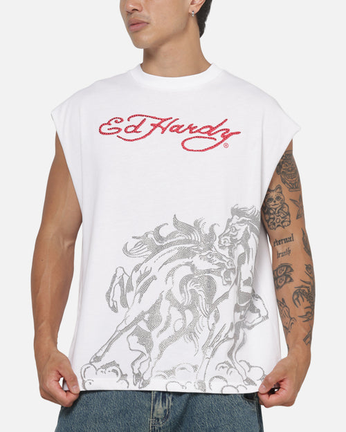 Ed Hardy Stallion Muscle T-Shirt White