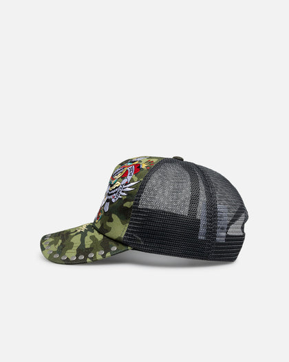 Ed Hardy Heart And Skull Trucker Snapback Camo