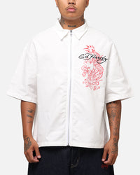 Ed Hardy Dragon Zip Shirt Off White