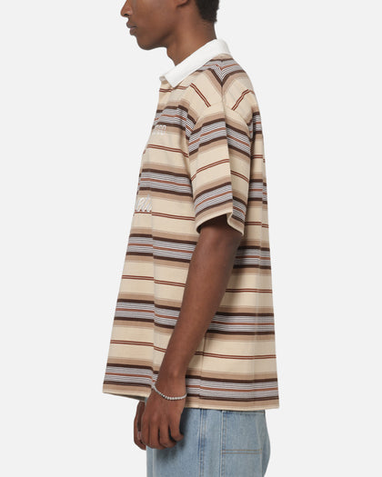 Vouseti Post Game Polo Shirt Latte Multi Stripe