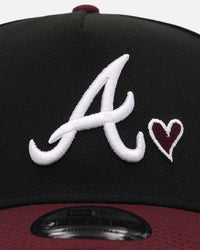New Era Atlanta Braves 'Burgundy Hearts' 9FORTY A-Frame Snapback Black/Maroon