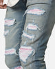 MNML X555 Crystal Skinny Denim Jeans Blue/Pink