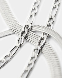 Raising Hell Women's Snake and Figaro Chain Set White Gold