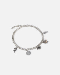 Ed Hardy Multi Charm Cuban Chain Necklace Silver