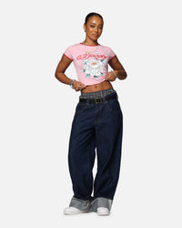 Ed Hardy Women's Blooming Baby Ringer T-Shirt Pink/Red