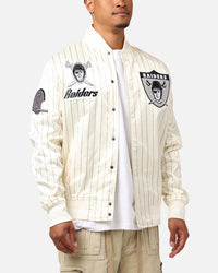 Pro Standard Las Vegas Raiders Pinstripe Satin Jacket Eggshell/Yellow