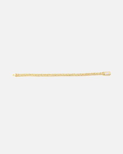 Saint Morta 6mm Iced Cuban Prong Bracelet Iced Gold