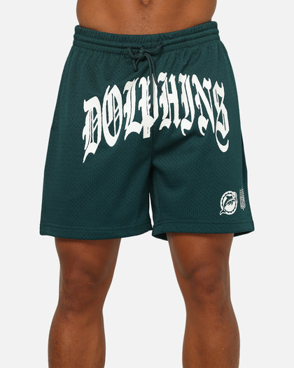 Mitchell & Ness Miami Dolphins Stars & Text Mesh Shorts Deep Sea Teal