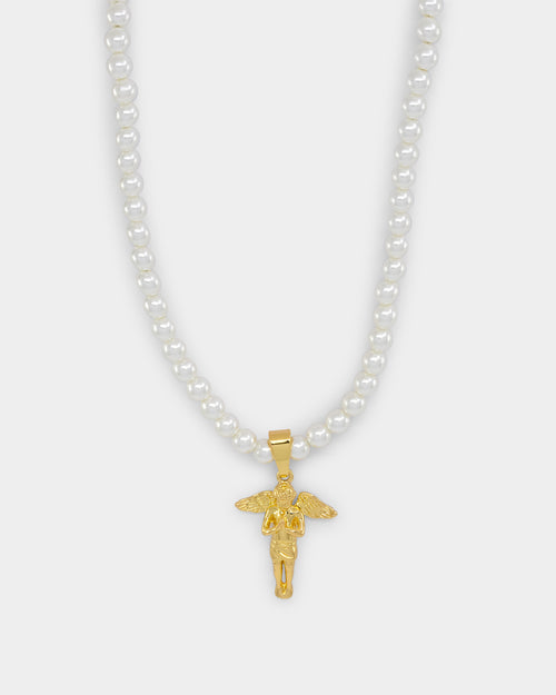 Saint Morta Cupids Pearl Necklace Gold