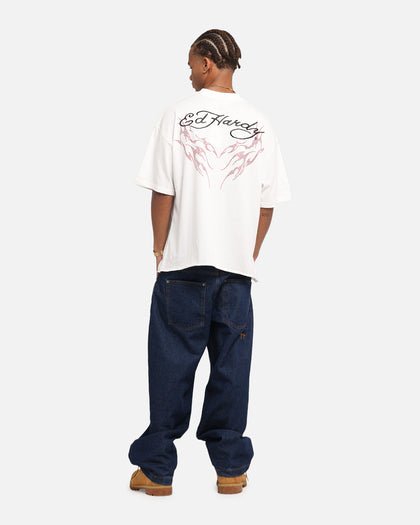 Ed Hardy Techno Rhinestone T-Shirt Off White