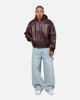 Carre Velocity Vegan Leather Bomber Jacket Burgundy