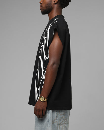 Loiter Script Muscle T-Shirt Black