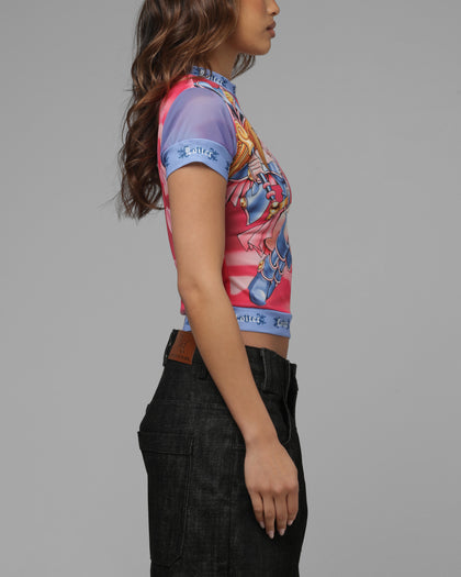 Loiter Women's Dark Magician Girl Mesh T-Shirt Pink Camo