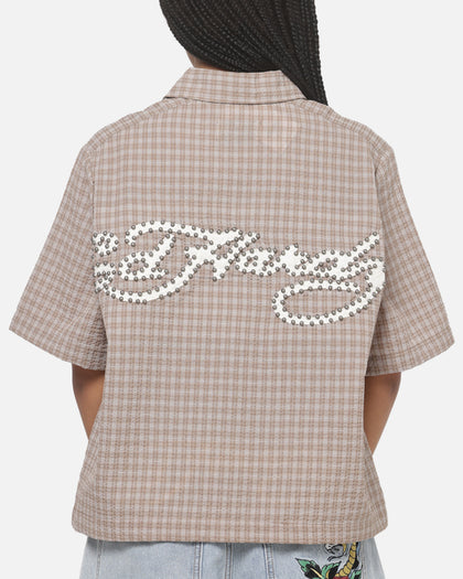 Ed Hardy Vandal Button Up Shirt Brown Check