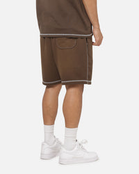 New Era Acid Wash Fleece Shorts Brown