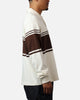 Carre Varsity Long Sleeve Polo Shirt Off White/Brown
