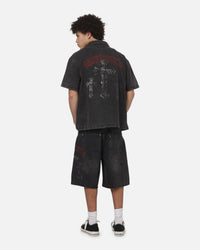 Saint Morta Graves Short Sleeve Button Up T-Shirt Black Shadow