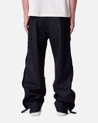 MNML Straight Leather Snap Zipper Cargo Pants Black