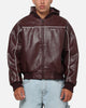 Carre Velocity Vegan Leather Bomber Jacket Burgundy