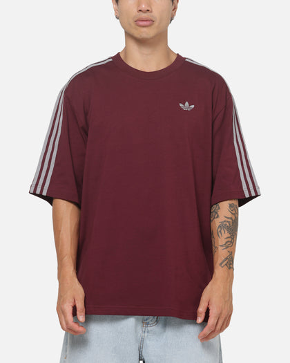 Adidas 3 Stripes Oversized T-Shirt Maroon