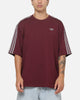 Adidas 3 Stripes Oversized T-Shirt Maroon