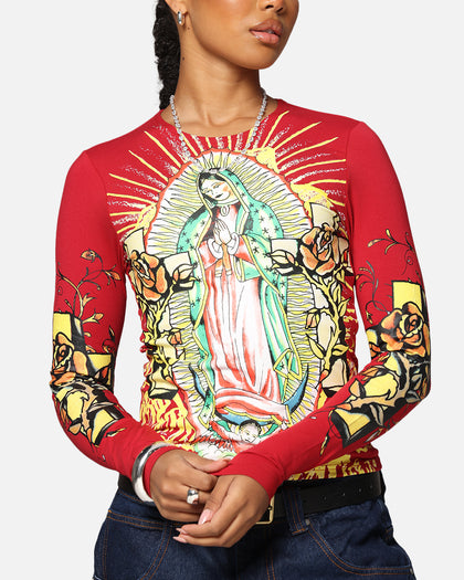 Ed Hardy Women's Divine Long Sleeve T-Shirt Red