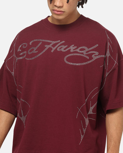Ed Hardy Cyber Rhinestone T-Shirt Plum