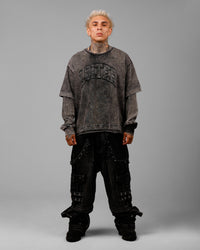 Loiter Impact Long Sleeve T-Shirt Washed Black/White