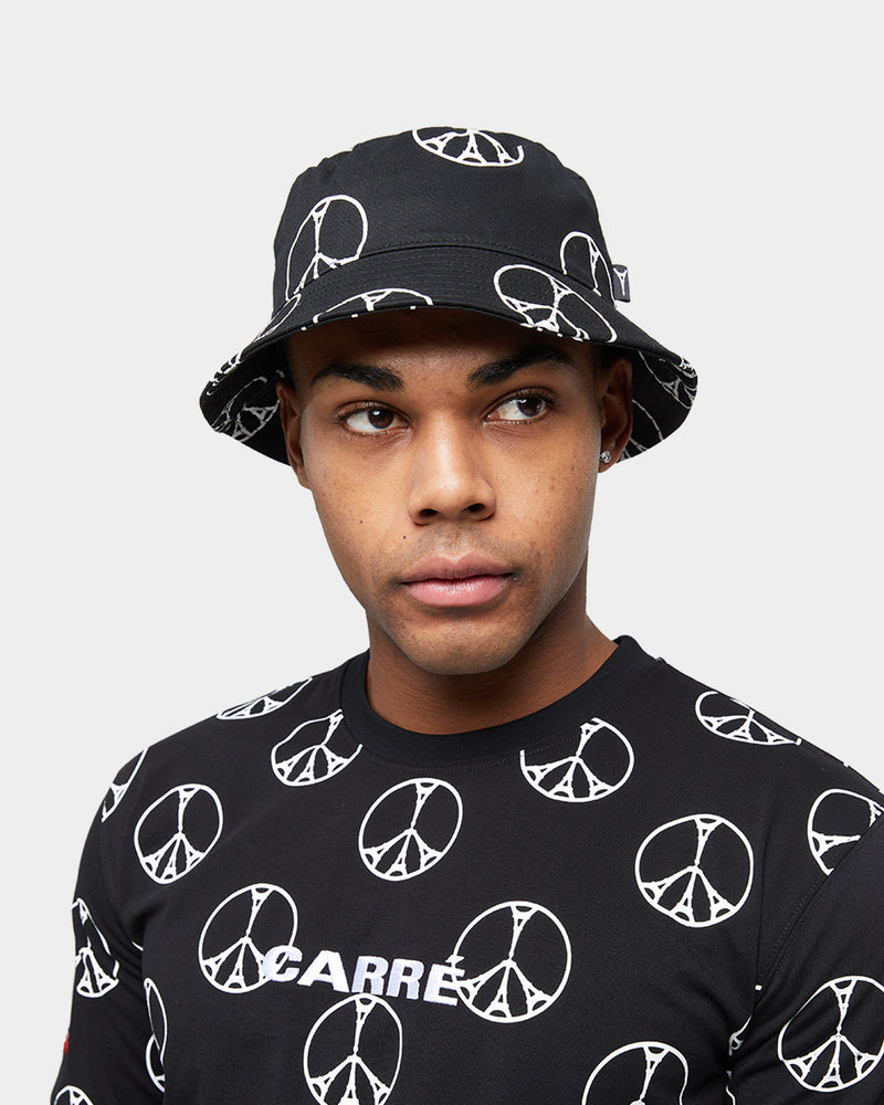 Carre Peace All Over Bucket Hat Black/White