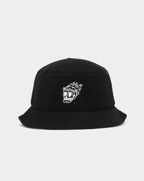 Rats Get Fat Flame Skull Bucket Hat Black
